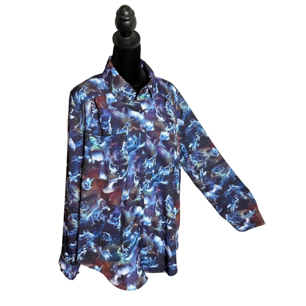 Torrid Harry Potter Galaxy Celestial Button Down Shirt Size L Whimsigoth Fantasy